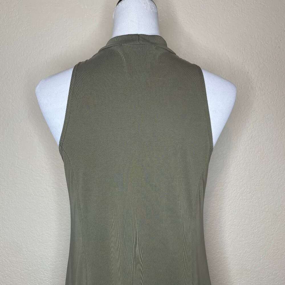 Mikey & Joey Olive Green Mock Neck Skater Dress Sleeveless Size Small - Picture 5 of 10